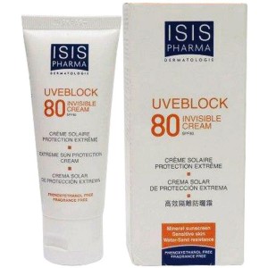 کرم ضد آفتاب بی رنگ یووی بلاک SPF80 آیسیس فارما 40 میلی لیتر