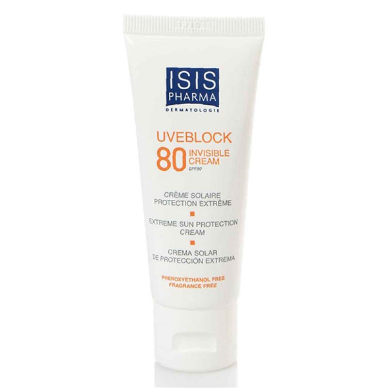 کرم ضد آفتاب بی رنگ یووی بلاک SPF80 آیسیس فارما 40 میلی لیتر