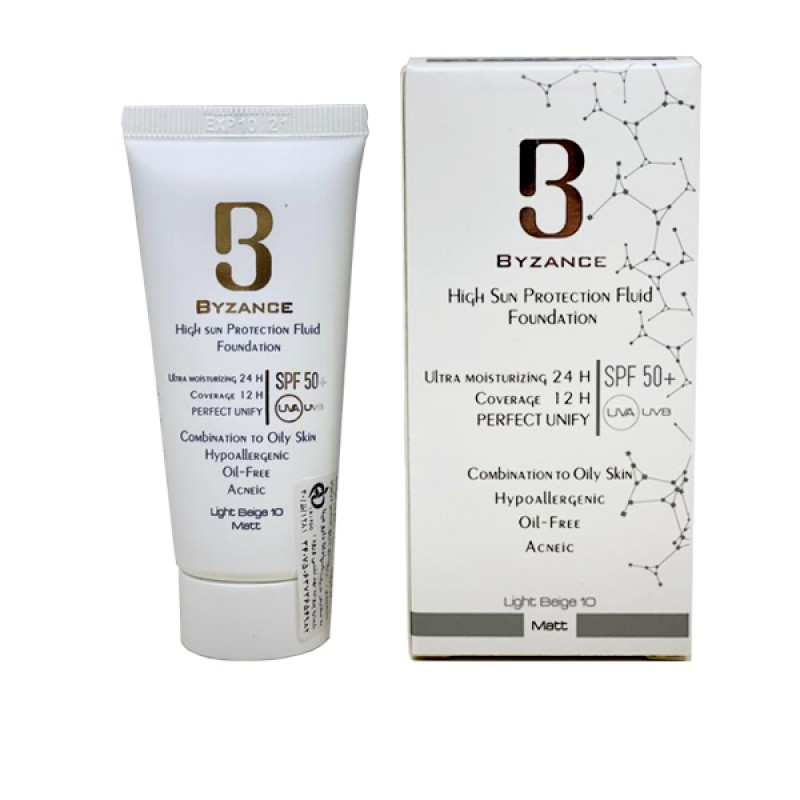 فلوئید ضد آفتاب کرم پودری SPF50 شماره 10 بژ روشن بیزانس 30میلی لیتر