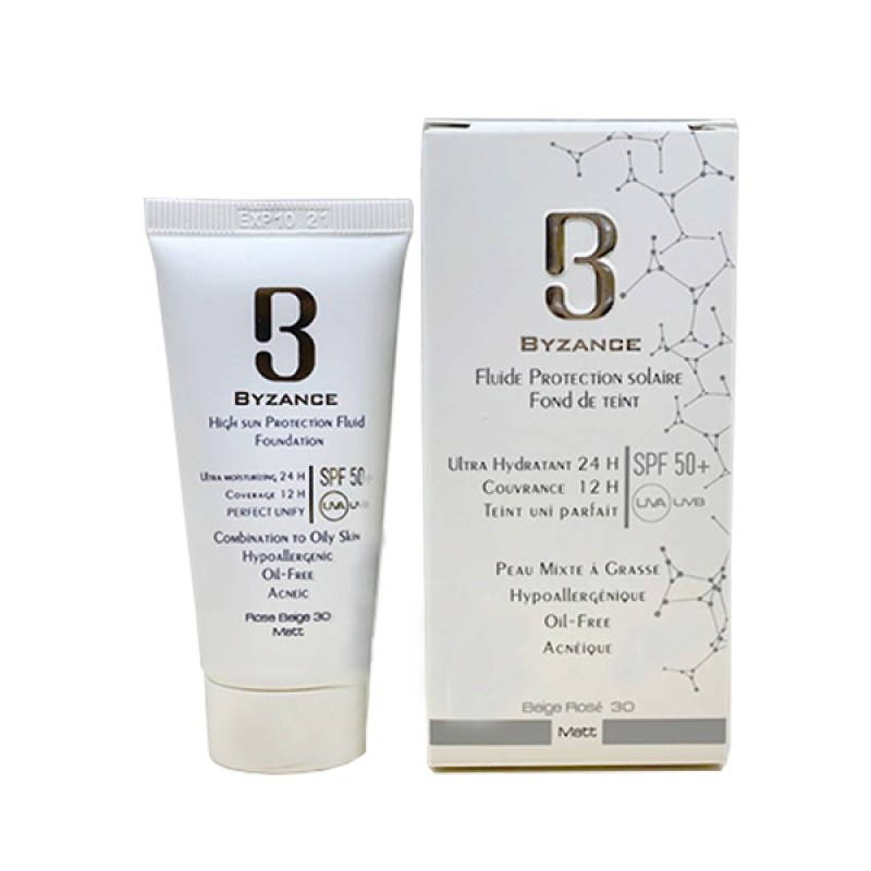 فلوئید ضد آفتاب کرم پودری SPF50 شماره 30 رُز بژ بیزانس 30میلی لیتر