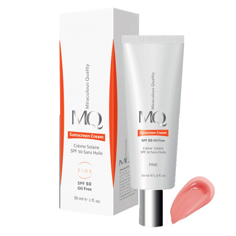 کرم ضد آفتاب فاقد چربی SPF50 صورتی ام کیو 55 میلی لیتر