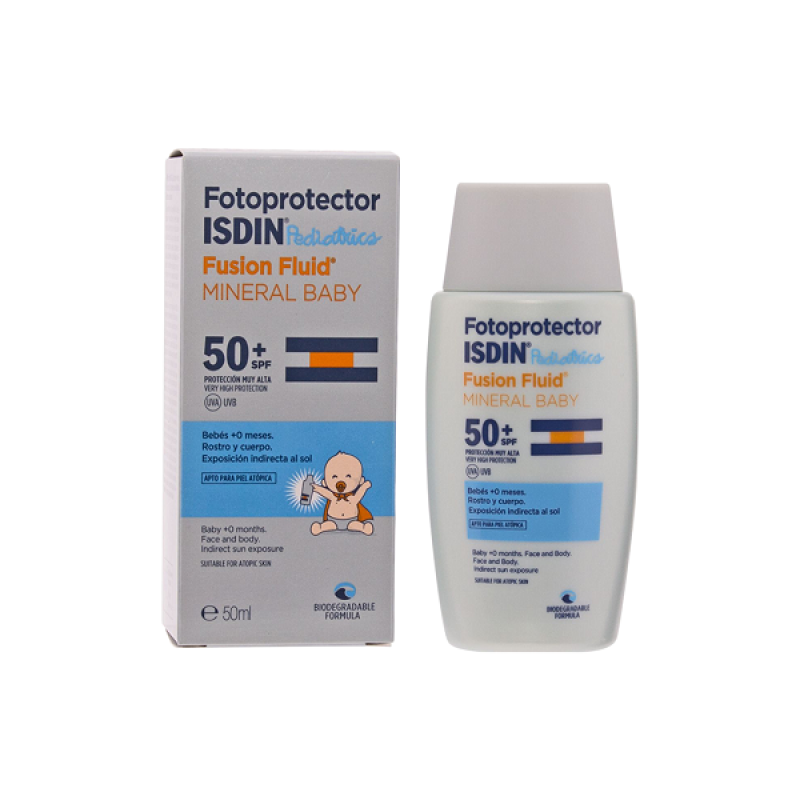 فلوئید ضد آفتاب کودک spf50+ ایزدین مدل Fusion Fluid Mineral Baby حجم 50 میل
