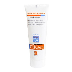 کرم ضدآفتاب رنگی پوست چرب الی ژن SPF50 حجم 50 میلی لیتر