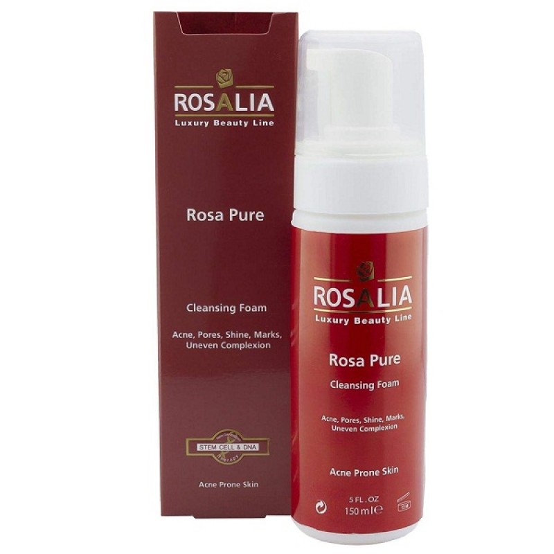 فوم پاک کننده پوست چرب رزالیا مدل Rosa Pure حجم 150 میلی لیتر