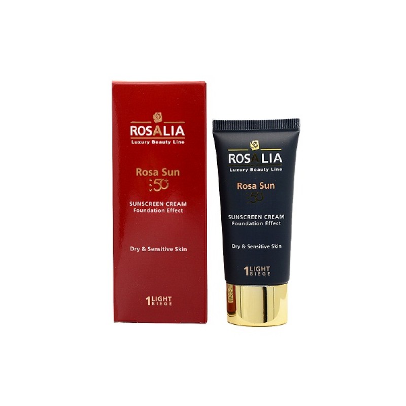 کرم ضدآفتاب پوست خشک و حساس بژ روشن SPF 50 رزالیا حجم 40 میلی لیتر