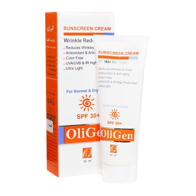 کرم ضد آفتاب و ضد چروک رنگی SPF50 الی ژن مناسب پوست خشک و معمولی حجم 50 میل