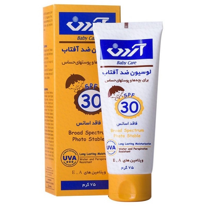 لوسیون ضد آفتاب کودکان آردن SPF30 مناسب پوست های حساس ۷۵ گرم