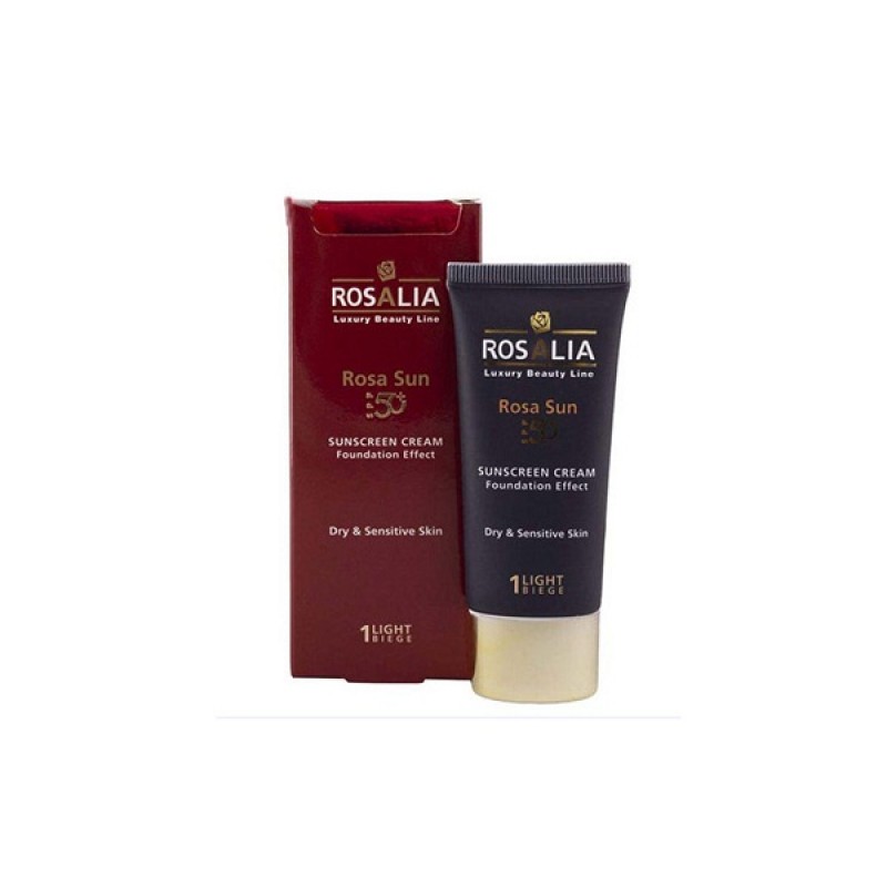 کرم ضد آفتاب رنگی بژ طبیعی رزالیا رنگی SPF 50 مناسب پوست خشک و حساس ۴۰ میل