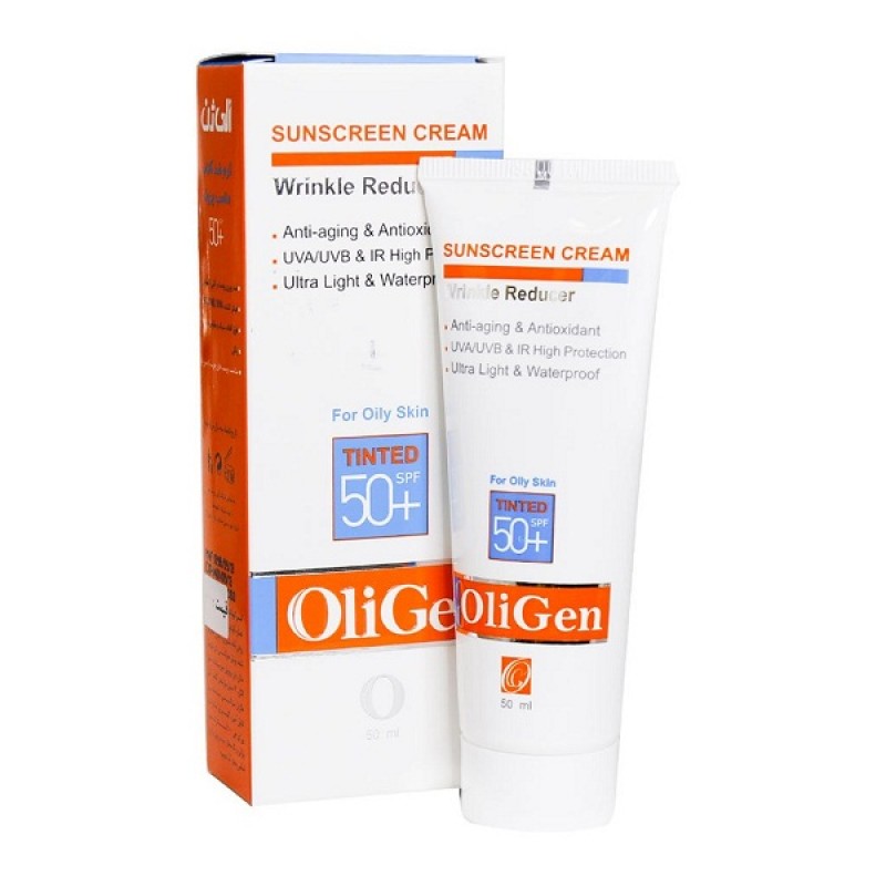 کرم ضدآفتاب رنگی پوست چرب الی ژن SPF50 حجم 50 میلی لیتر