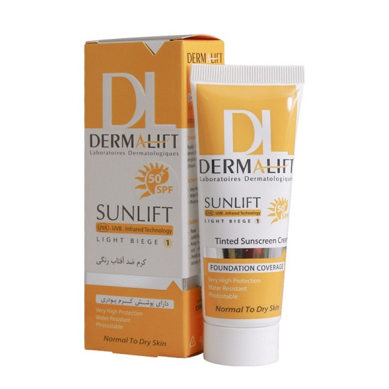 کرم ضد آفتاب پوست چرب رنگی سانلیفت درمالیفت SPF50  بژ طبیعی 40 میلی لیتر